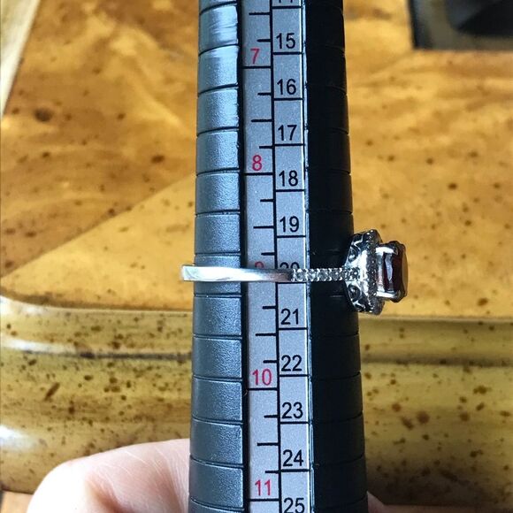 Natural Hessonite Garnet Sterling Silver Ring Size 9 - Picture 7 of 8